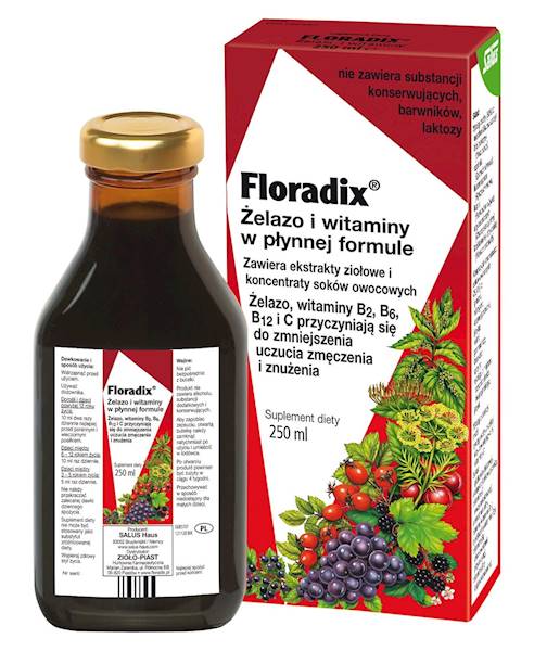 ŻELAZO + WITAMINY W PŁYNIE 250 ml SALUS (FLORADIX)