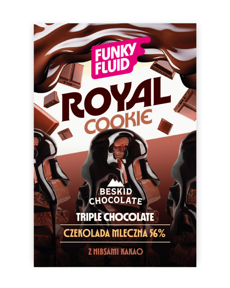 CZEKOLADA MLECZNA 56% Z NIBSAMI KAKAO ROYAL COOKIE 70 G BESKID CHOCOLATE