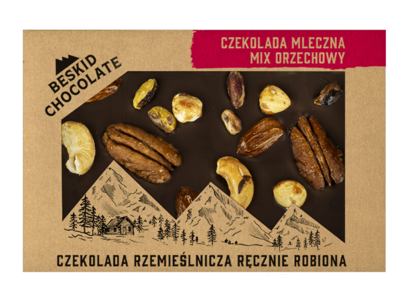 CZEKOLADA MLECZNA Z MIKSEM ORZECHÓW 80G BESKID CHOCOLATE