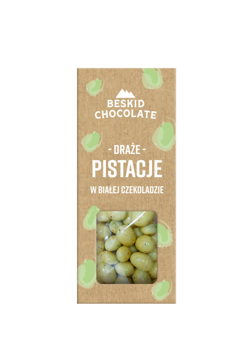PISTACJE W BIAŁEJ CZEKOLADZIE 50 G BESKID CHOCOLATE