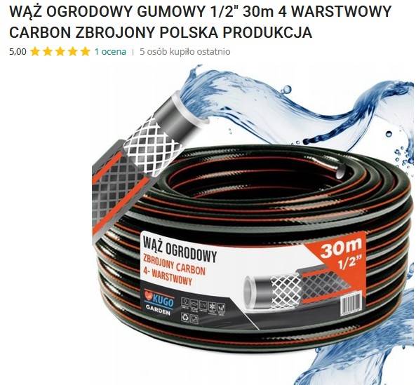 P412WW40123030P Czarny Wąż 30m CARBON 4war fi 1/2