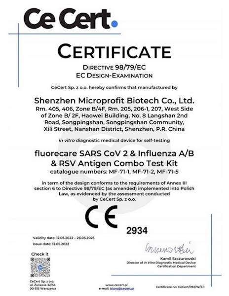 1x TEST FLUORECARE RSV + COVID + grypa A/B