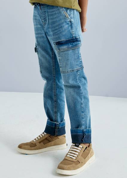 Spodnie denim jogger cargo 7534-58 158