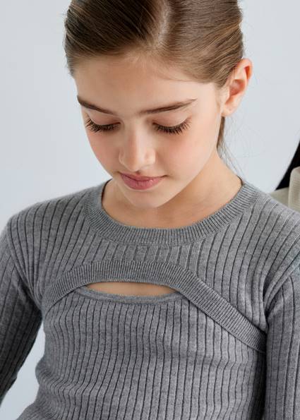 Sweter ze ściągaczem cut out 7308-23  140
