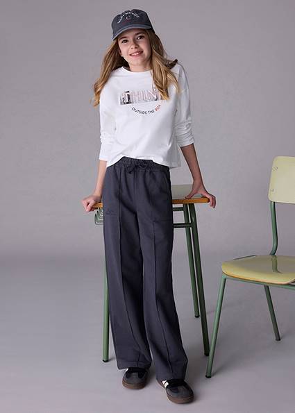 Długie spodnie wide leg 7579-10 158