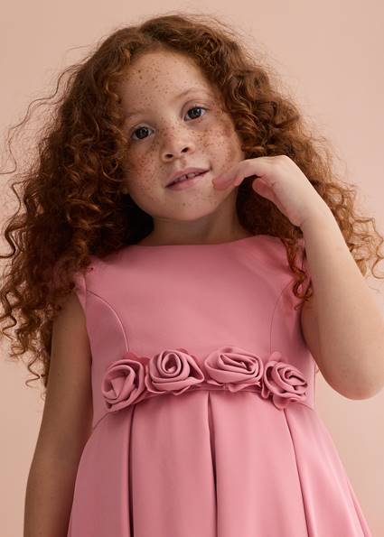 Sukienka krepa detal kwiaty 5031-60 128