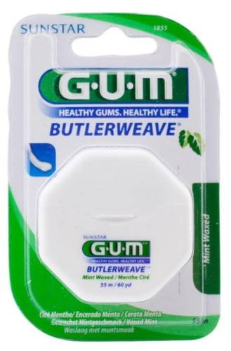GUM - Nitka ButlerWeave55m, płaska,woskowana,mięta