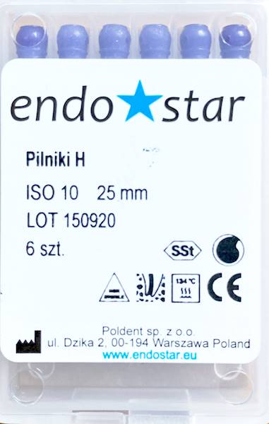 Poldent - Pilniki-H 25mm 10 6szt.Endostar fioletow
