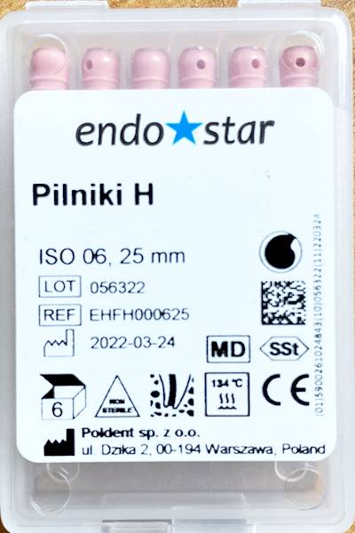Poldent - Pilniki-H 25mm 06 6szt.Endostar rózowe