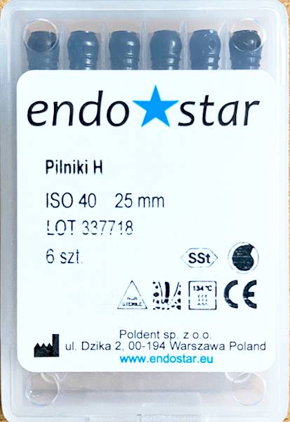 Poldent - Pilniki-H 25mm 40 6szt.Endostar czarne