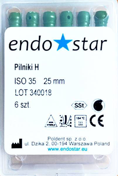 Poldent - Pilniki-H 25mm 35 6szt.Endostar zielone