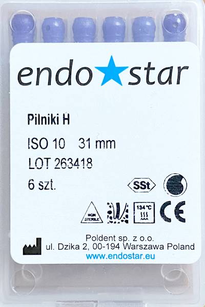 Poldent - Pilniki-H 31mm 10 6szt.Endostar fioletow