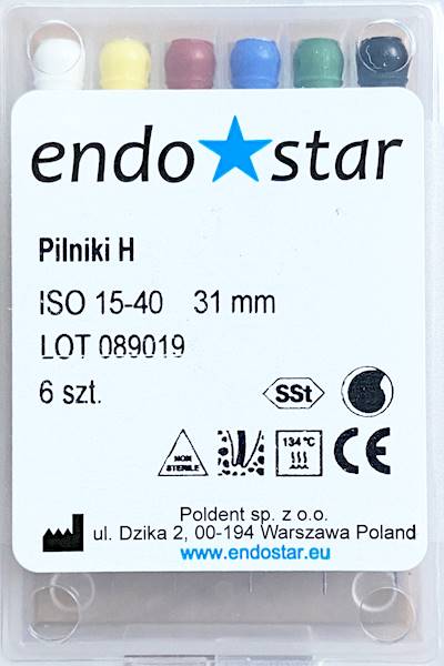 Poldent - Pilniki-H 31mm 35 6szt.Endostar zielone
