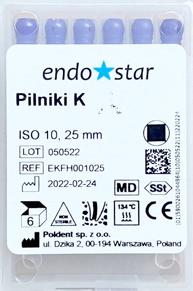 Poldent - Pilniki-K 25mm 10 6szt.Endostar fioletow