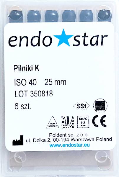 Poldent - Pilniki-K 25mm 40 6szt.Endostar czarne