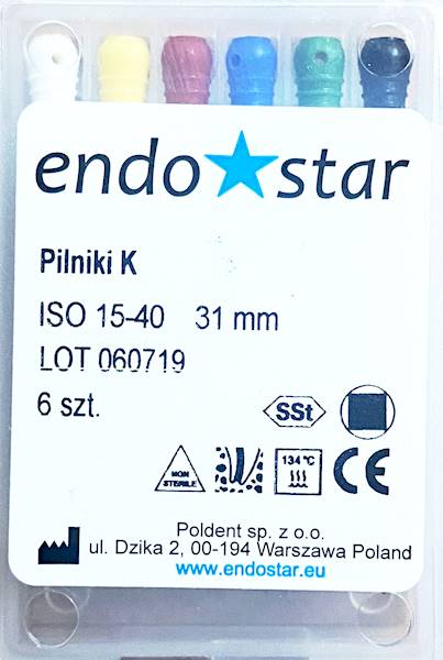 Poldent - Pilniki-K 31mm 15-40 6szt.Endostar asort