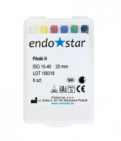 Poldent - Pilniki-H 25mm 55 6szt.Endostar czerwon
