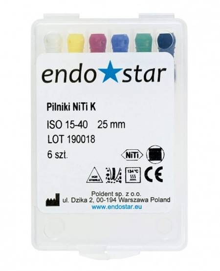 Poldent - Pilniki-K NiTi 25mm 15-40 6szt.Endostar