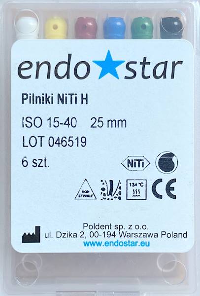 Poldent - Pilniki-H NiTi 25mm 15-40 6szt.Endostar