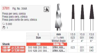 Edenta - 3781.031 frez do frezowania