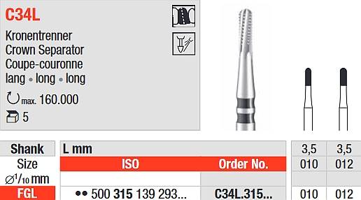Edenta - C34L.315.010 wiertło do cięcia koron met