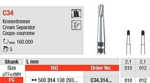 Edenta - C34.314.012 wiertło do cięcia koron metal