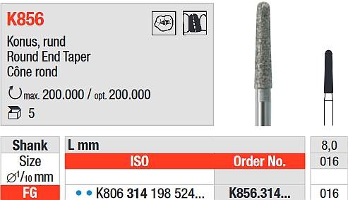 Edenta - K856.314.016 Diament FG do cyrkonu