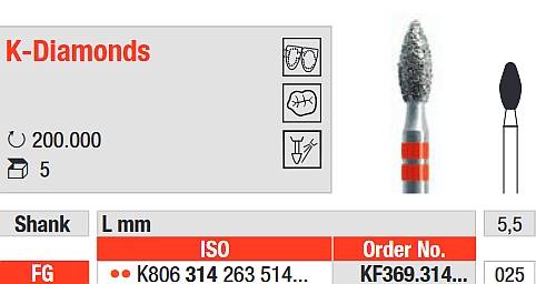 Edenta - KF369.314.025 Diament FG do cyrkonu