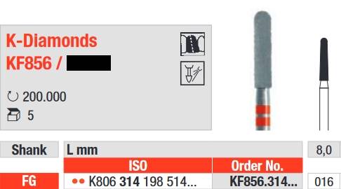 Edenta - KF856.314.016 Diament FG do cyrkonu