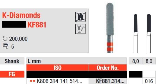 Edenta - KF881.314.016 Diament FG do cyrkonu