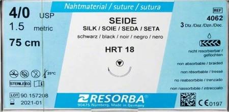 Resorba - Nić chirur.Silk 4/0 DS16 3/8 45cm