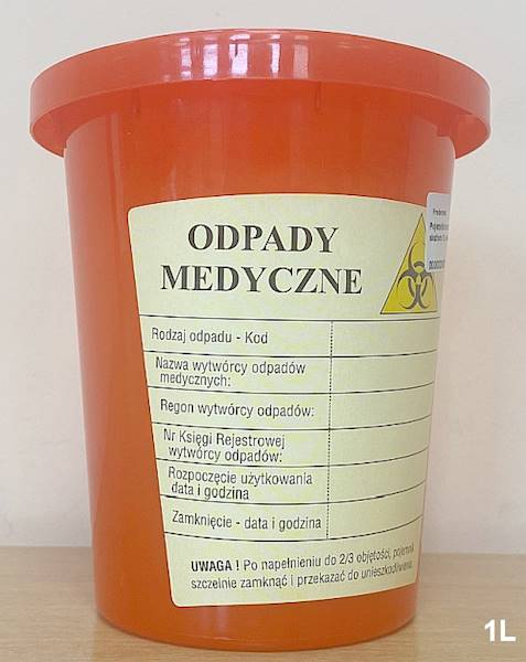 Pojemnik na odpady skażone 1L- wiaderko