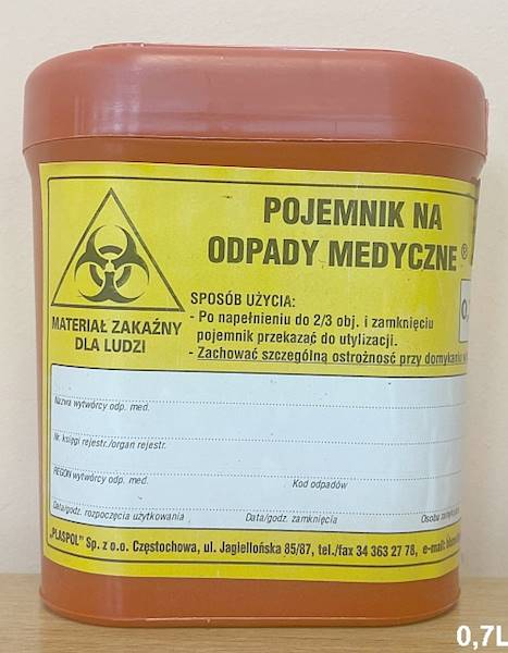 Pojemnik na odpady skażone 0.7L owalny