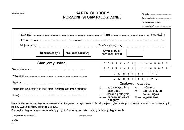 Karty pacjenta 80szt. 2xA5