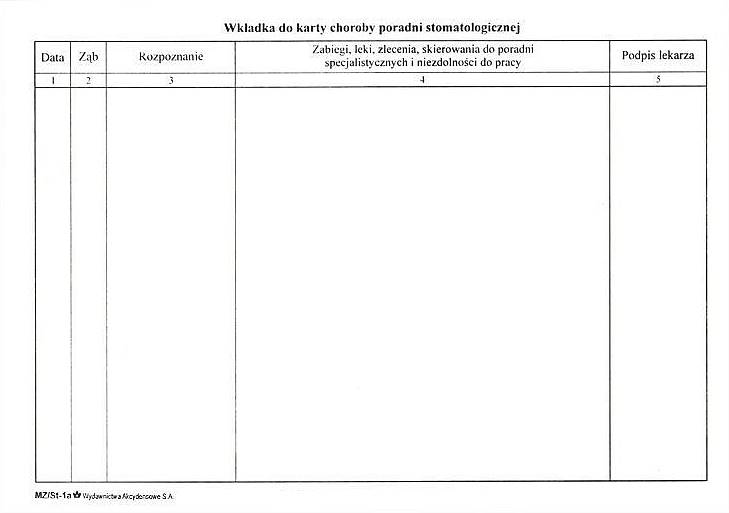 Karty pacjenta-uzupełnienie 80szt. A5