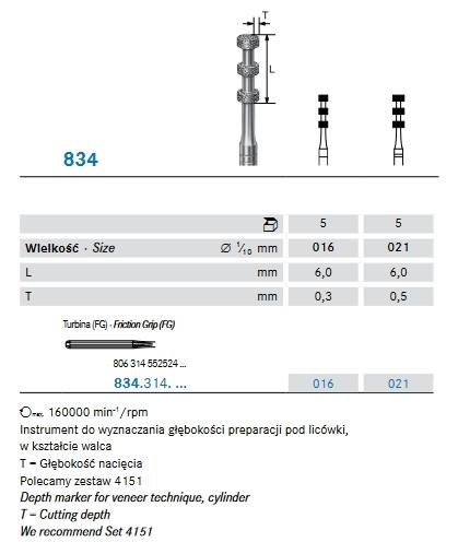 Komet - 834.314.021 Diament narz. do licówek 0,5mm