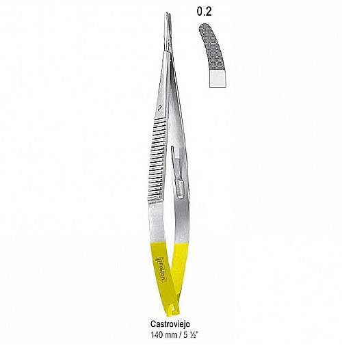 Falcon - Igłotrzymacz Castroviejo zagięty TC 140mm
