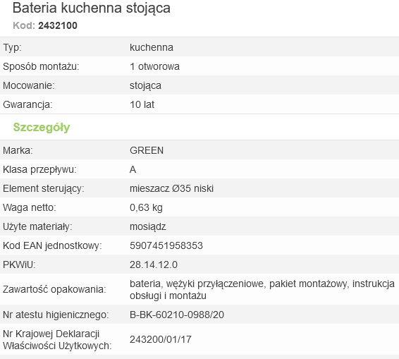 2432100 Bateria stojąca z obrotową wyl Family chromowana Valvex Green • BATERIE GREEN