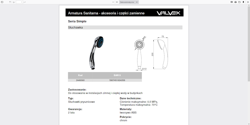 2449360 SIMPLE Słuchawka Valvex