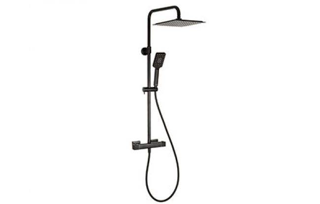 2447130 CUBUS BLACK Kolumna natryskowa z baterią termostatyczną, black mat Valvex