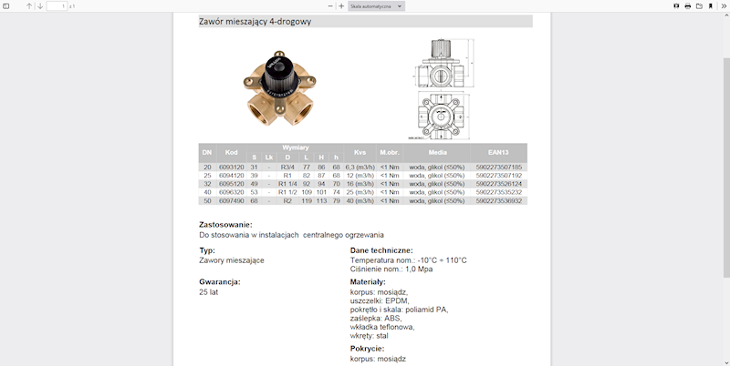 CONTROLMIX4 Zawór mieszający 4-drogowy DN20 3/4" 6093120 Valvex