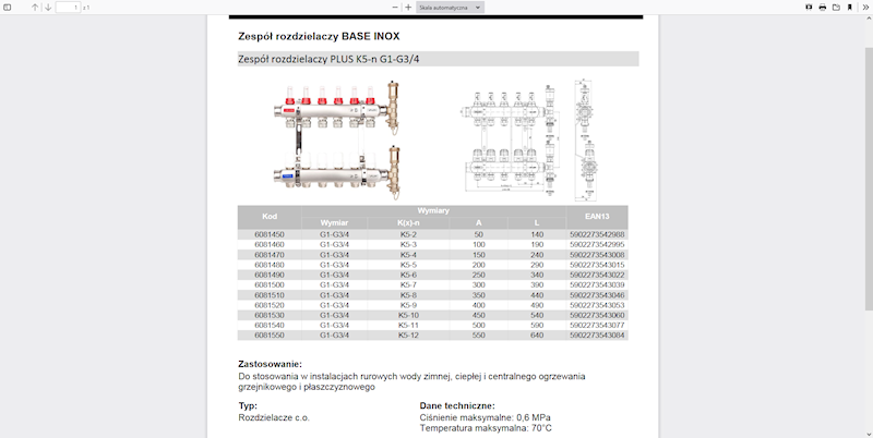 6081460 Zespół rozdzielaczy BASE INOX K5 PLUS-3 G1"-G3/4" n=3 Valvex 