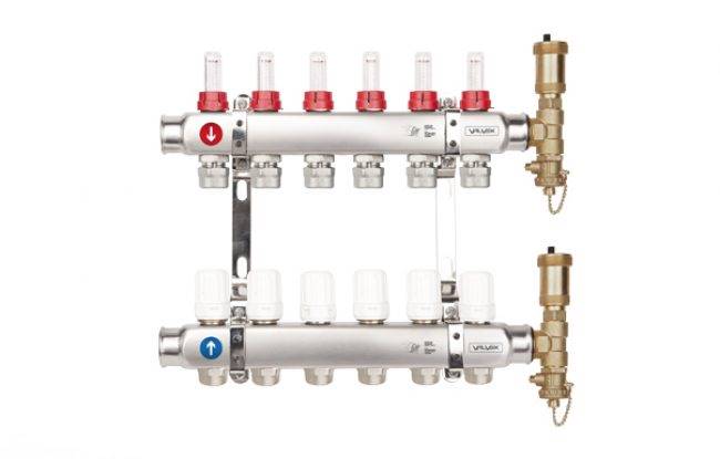 6081480 Zespół rozdzielaczy BASE INOX K5 PLUS-5 G1"-G3/4" n=5 Valvex 