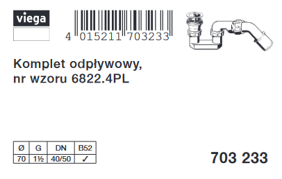 SYFON BRODZIKOWY VIEGA 703233  STANDARD