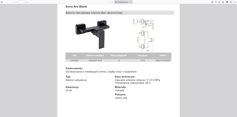 2420430 ARS Black Bateria natryskowa bez akcesoriów czarna Valvex