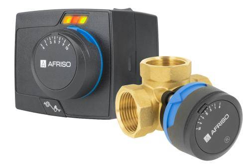 Zestaw regulacyjny ProClick: 3-drogowy obrotowy zawór mieszający ARV 384 Vario ProClick DN25 Rp1" Kvs 4,5 - 12 m3/h + siłownik elektryczny ARM 343 ProClick Afriso 1338454