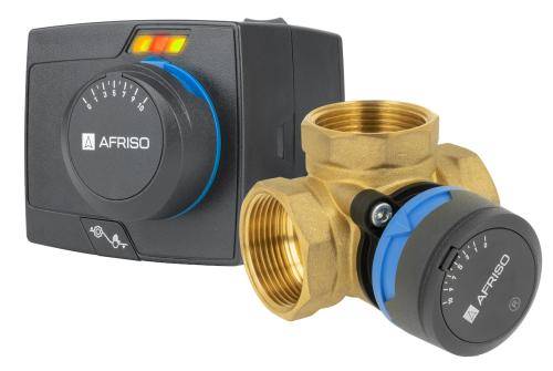 Zestaw regulacyjny ProClick 3-drogowy obrotowy zawór mieszający ARV 385 Vario ProClick DN32 Rp1 1/4" Kvs 7,5 - 19 m3/h + siłownik elektryczny ARM 343 ProClick Afriso 1338554
