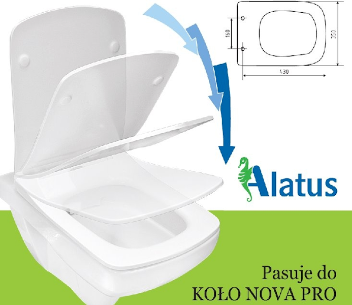 Deska sedesowa ALATUS KWADRAT prostokątna wolnoopadająca KOŁO NOVA PRO ALATUS/KWADRAT