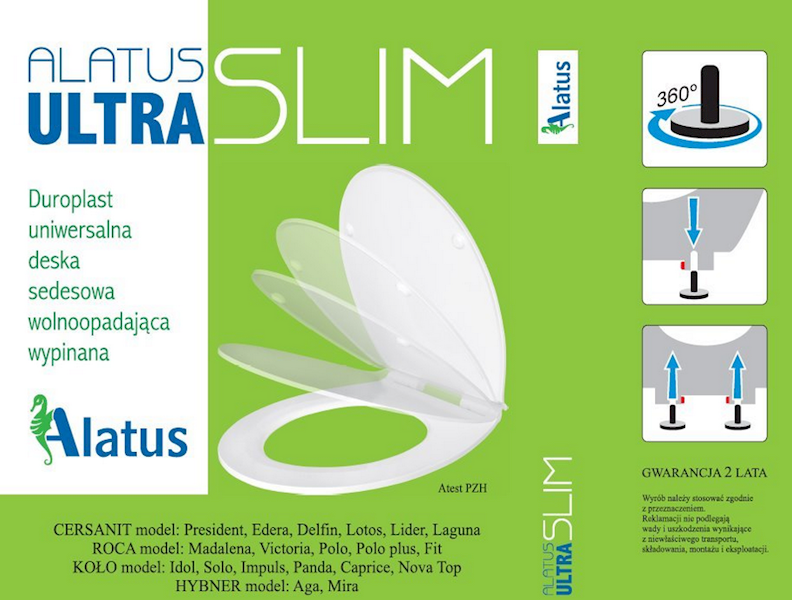 Deska sedesowa ALATUS ULTRA SLIM duroplast wolnoopadająca ALATUS US