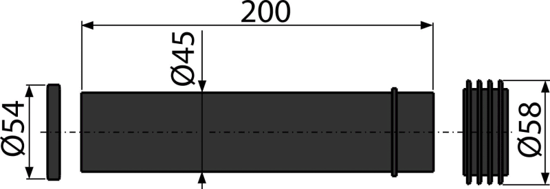 M901 ALCADRAIN Rura zasilająca z uszczelkami 45×58×25 do spłuczek podtynkowych ( Przyłącze do połączenia muszli klozetowej ze zbiornikiem, PP, Ø45 mm; Uszczelka; Wkładka falista 45×58×25 mm )